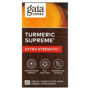 Gaia Herbs Turmeric Supreme Extra Strength 60 Vegan Liquid Phyto-Caps 751063403108