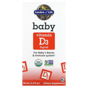 Garden of Life Baby Vitamin D3 Liquid 1.9 fl oz (56 ml) 658010125215