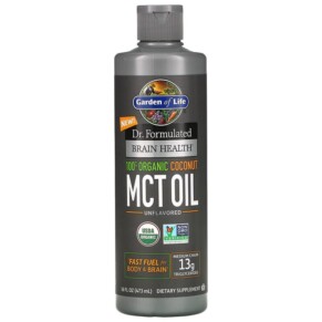 Garden of Life Dr. Formulated Brain Health 100% Organic Coconut MCT Oil Unflavored 16 fl oz (473 ml) 658010122221