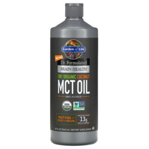 Garden of Life Dr. Formulated Brain Health 100% Organic Coconut MCT Oil Unflavored 32 fl oz (946 ml) 658010122238