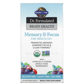 Garden of Life Dr. Formulated Brain Health Memory & Focus for Adults 40+ 60 Vegetarian Tablets 658010120708