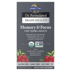 Garden of Life Dr. Formulated Brain Health Memory & Focus for Young Adults 60 Vegetarian Tablets 658010121279