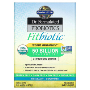 Garden of Life Dr. Formulated Probiotics Fitbiotic Unflavored 20 Packets 0.15 oz (4.2 g) Each 658010118330