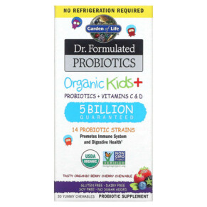 Garden of Life Dr. Formulated Probiotics Organic Kids + Tasty Organic Berry Cherry 30 Yummy Chewables 658010121194