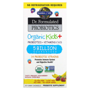 Garden of Life Dr. Formulated Probiotics Organic Kids + Tasty Organic Strawberry Banana 30 Yummy Chewables 658010122214