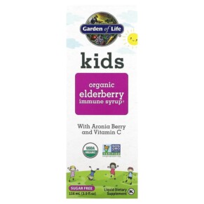 Garden of Life Kids Organic Elderberry Immune Syrup with Aronia Berry and Vitamin C 3.9 fl oz (116 ml) 658010125246