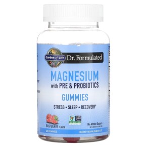 Garden of Life Magnesium with Pre & Probiotics Gummies Raspberry 60 Gummies 658010130899