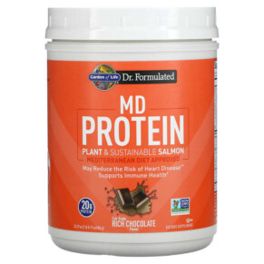 Garden of Life MD Protein Plant & Sustainable Salmon Rich Chocolate 24.19 oz (686 g) 658010129565