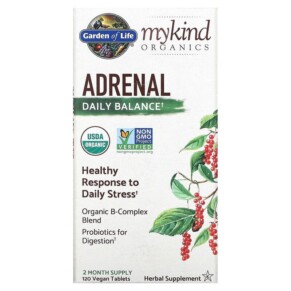 Garden of Life MyKind Organics Adrenal Daily Balance 120 Vegan Tablets 658010121866