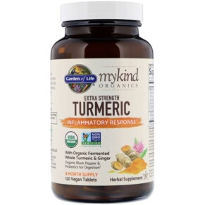 Garden of Life MyKind Organics Extra Strength Turmeric Inflammatory Response 120 Vegan Tablets 658010122894