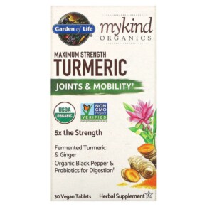 Garden of Life MyKind Organics Maximum Strength Turmeric Joints & Mobility 30 Vegan Tablets 658010121910