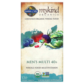 Garden of Life MyKind Organics Men's Multi 40+ 120 Vegan Tablets 658010117692
