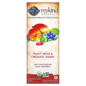 Garden of Life MyKind Organics Plant Iron & Organic Herbs Cranberry-Lime 8 fl oz (240 ml) 658010118583