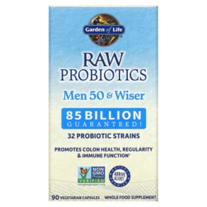 Garden of Life RAW Probiotics Men 50 & Wiser 85 Billion Live Cultures 90 Vegetarian Capsules 658010115667