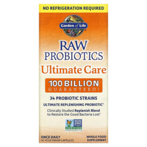 Garden of Life RAW Probiotics Ultimate Care 30 Vegetarian Capsules 658010123334