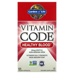 Garden of Life Vitamin Code Healthy Blood 60 Vegan Capsules 658010116541