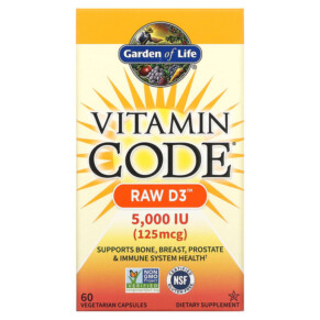 Garden of Life Vitamin Code RAW D3 125 mcg (5.000 IU) 60 Vegetarian Capsules 658010115865