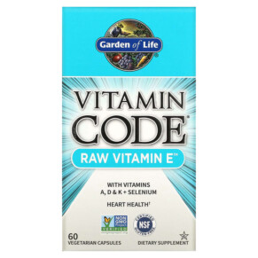 Garden of Life Vitamin Code RAW Vitamin E 60 Vegetarian Capsules 658010113779