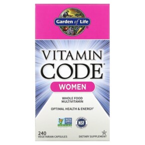 Garden of Life Vitamin Code Whole Food Multivitamin for Women 240 Vegetarian Capsules 658010114172
