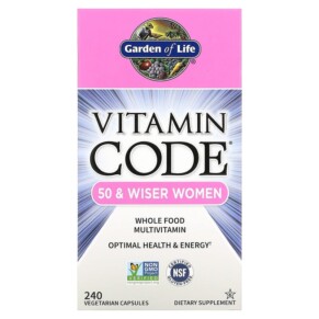 Garden of Life Vitamin Code Whole Food Multivitamin for Women 50 & Wiser 240 Vegetarian Capsules 658010114189