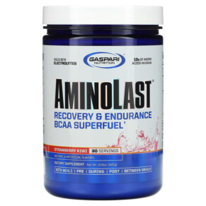 Gaspari Nutrition Aminolast Recovery & Endurance BCAA Superfuel Strawberry Kiwi 14.8 oz (420 g) 646511008434