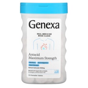 Genexa LLC Antacid Maximum Strength Organic Berry & Vanilla 1000 mg 72 Chewable Tablets 857630006571