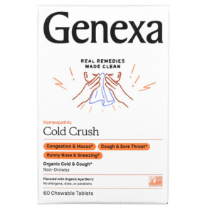 Genexa LLC Cold Crush Cold & Cough Organic Acai Berry 60 Chewable Tablets 857630006069