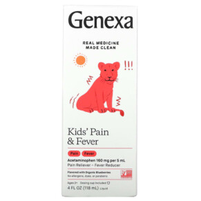 Genexa LLC Kid's Pain & Fever Ages 2+ Organic Blueberries 4 fl oz (118 ml) 857630006878