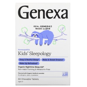 Genexa LLC Kids' Sleepology Organic Nighttime Sleep Aid Ages 3+ Vanilla & Lavender 60 Chewable Tablets 857630006199