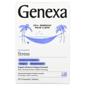 Genexa LLC Stress Organic Stress & Fatigue Formula Organic Vanilla & Lavender 60 Chewable Tablets 857630006007