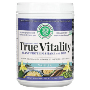 Green Foods Corporation True Vitality Plant Protein Shake with DHA Vanilla 25.2 oz (714 g) 083851207774