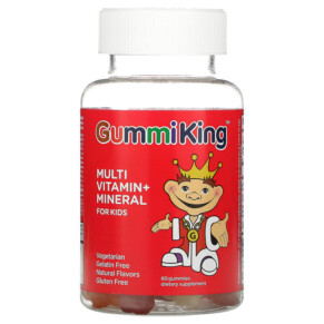 GummiKing Multi Vitamin + Mineral For Kids Grape Lemon Orange Strawberry And Cherry 60 Gummies 835776001087
