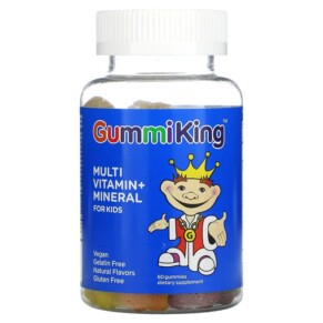 GummiKing Multi-Vitamin + Mineral for Kids Strawberry Orange Lemon Grape Cherry and Grapefruit 60 Gummies 835776000684