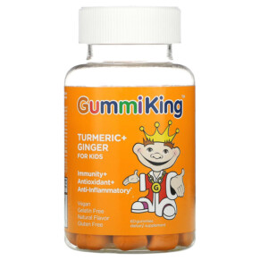 GummiKing Turmeric + Ginger For Kids Immunity + Antioxidant + Anti-Inflammatory Mango 60 Gummies 835776001445