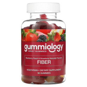 Gummiology Fiber Gummies Natural Peach Strawberry & Blackberry Flavors 90 Gummies 898220014828
