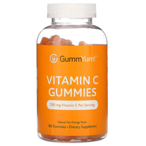 GummYum! Vitamin C Gummies Natural Tart Orange Flavor 125 mg 180 Gummies 810012470834