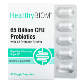 HealthyBiom 65 Billion CFUs Probiotics 30 Veggie Capsules 898220019175