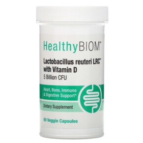 HealthyBiom Lactobacillus Reuteri LRC with Vitamin D 5 Billion CFUs 90 Veggie Capsules 898220016501
