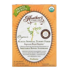 Heather's Tummy Care Organic Acacia Senegal Tummy Fiber 25 Stick Packs 2.5 g Each 180616000165