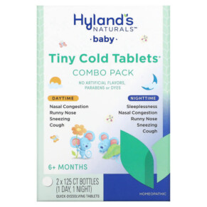 Hyland's Baby Tiny Cold Tablets Combo Pack Daytime/Nighttime 6+ Months 2 Bottles 125 Quick-Dissolving Tablets Each 354973330726