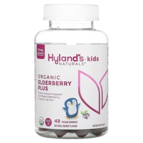 Hyland's Kids Naturals Organic Elderberry Plus Natural Berry Ages 2+ 48 Vegan Gummies 810087820008