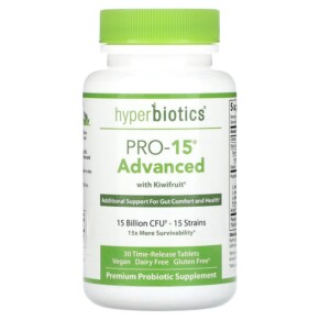Hyperbiotics PRO-15 Advanced with Kiwifruit 15 Billion CFU 30 Time-Release Tablets 9506000058542