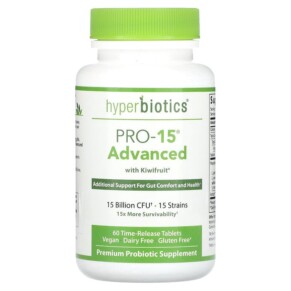 Hyperbiotics PRO-15 Advanced with Kiwifruit 15 Billion CFU 60 Time-Release Tablets 9506000058573