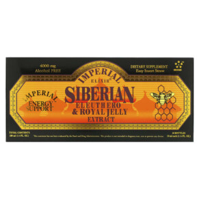 Imperial Elixir Siberian Eleuthero & Royal Jelly Extract Alcohol Free 4.000 mg 10 Bottles 0.34 fl oz (10 ml) Each 715783393545