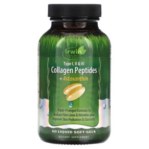 Irwin Naturals Collagen Peptides + Astaxanthin Type I II & III 60 Liquid Soft-Gels 840081405918