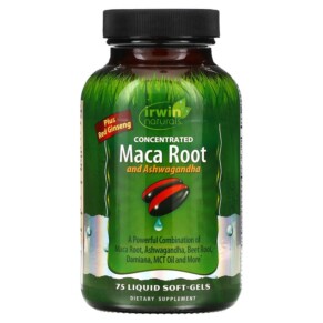 Irwin Naturals Concentrated Maca Root and Ashwagandha 75 Liquid Soft-Gels 710363592059