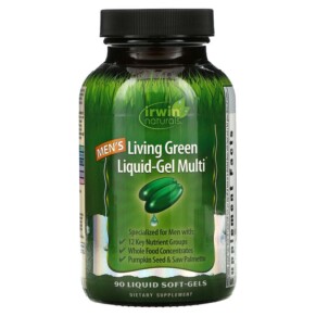 Irwin Naturals Men's Living Green Liquid-Gel Multi 90 Liquid Soft-Gels 710363566890