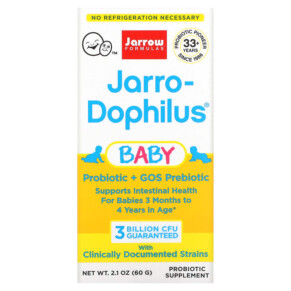 Jarrow Formulas Jarro-Dophilus Baby Probiotic + GOS Prebiotic 3 Months - 4 Years 3 Billion CFU 2.1 oz (60 g) 790011030584