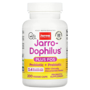 Jarrow Formulas Jarro-Dophilus Plus FOS 3.4 Billion CFU 200 Veggie Caps 790011030126