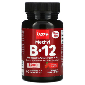 Jarrow Formulas Methyl B-12 Cherry 5.000 mcg 90 Chewable Tablets 790011180289
